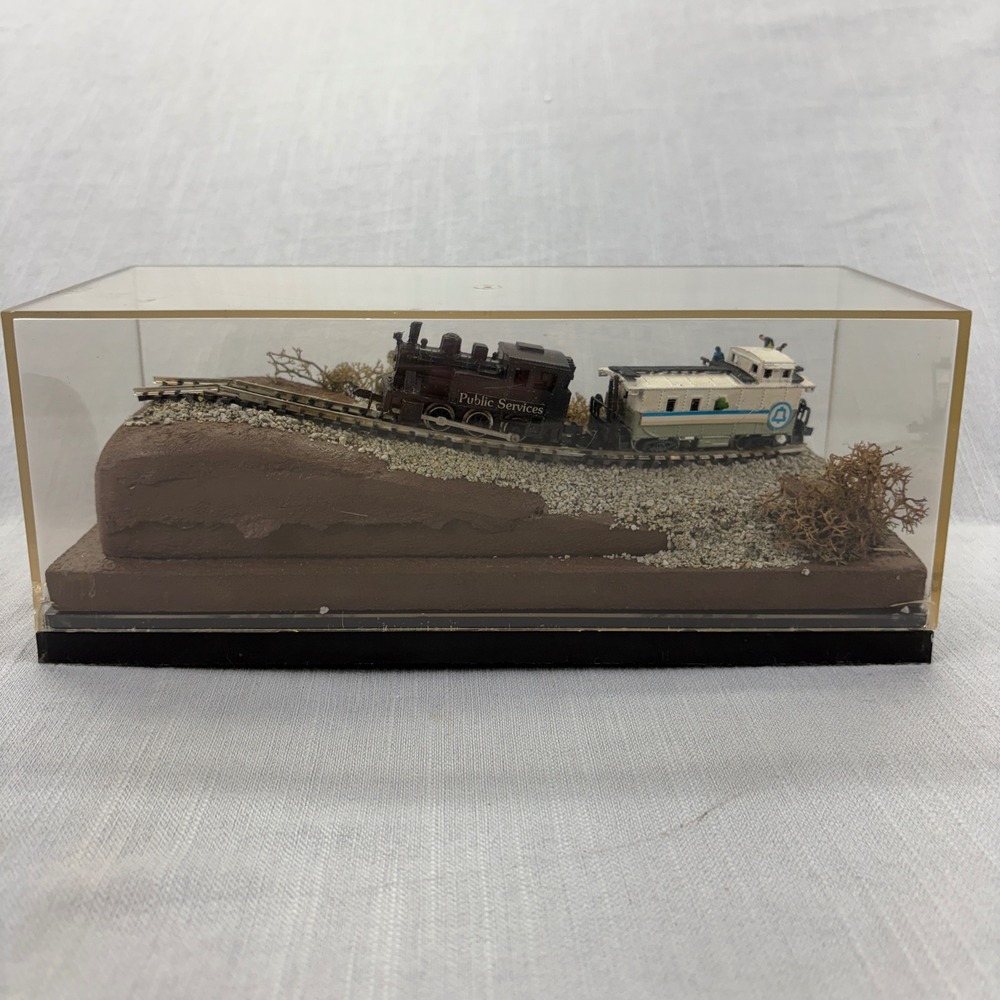 Unbranded Model Train Diorama N Scale Public Services Steam Engine Case Brown